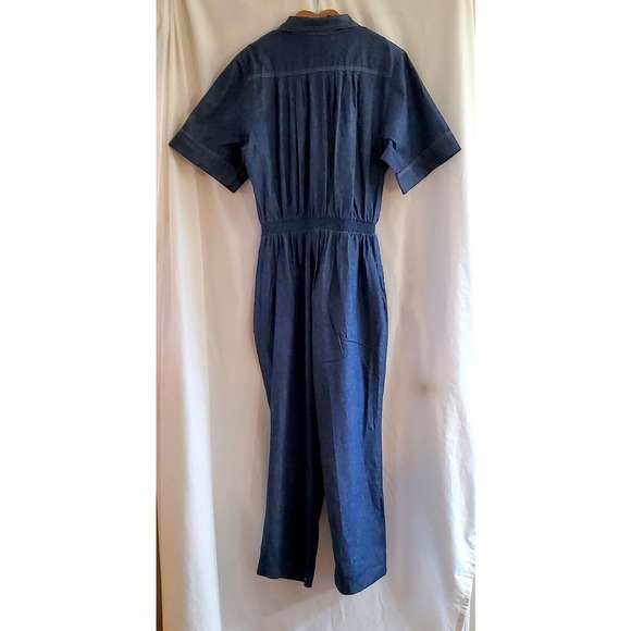 VTG BLAIR BOUTIQUE Women's Size 16 Denim Jean Jump Suit Straight Leg Dark Wash - Picture 2 of 4